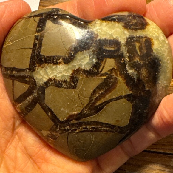 Beautiful Septarian heart shaped palm stone #2 - Picture 4 of 16